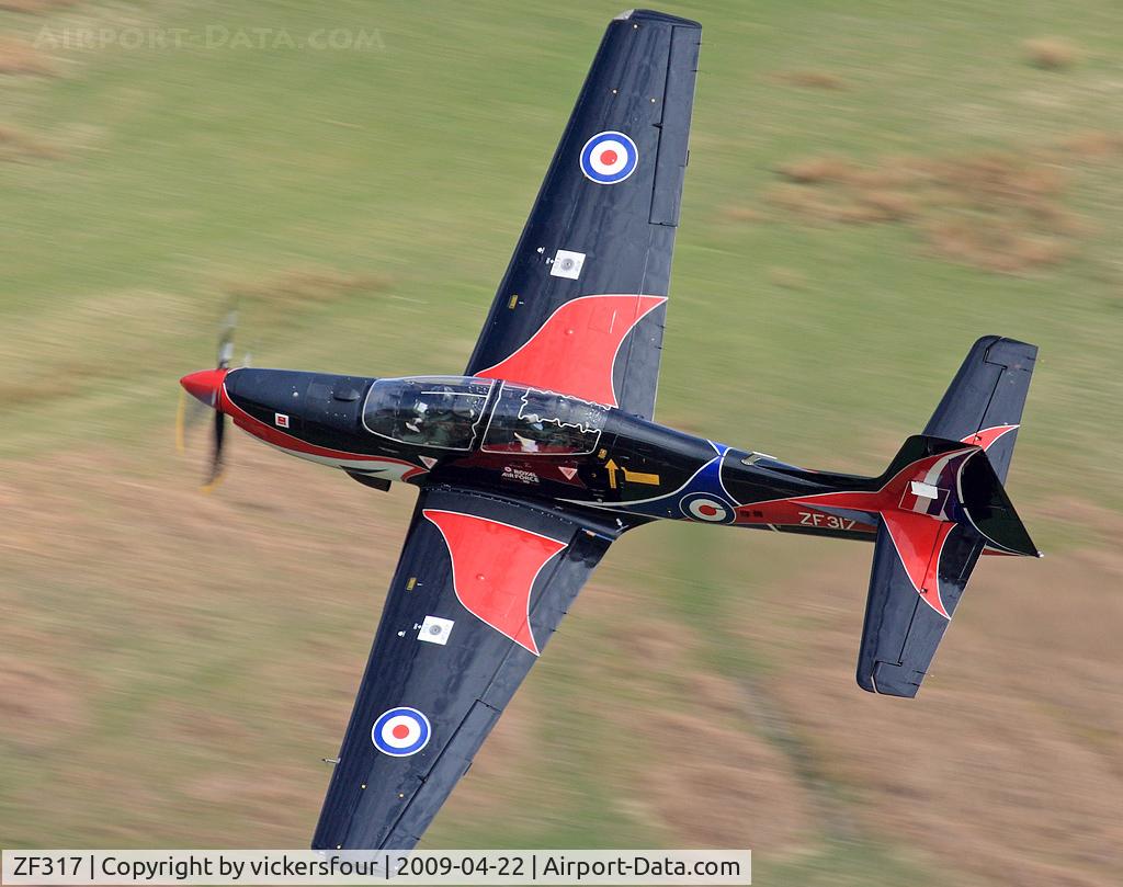 ZF317, Short S-312 Tucano T1 C/N S098/T69, Royal Air Force, operated by 1 FTS in the 2009 display season special scheme. Taken in the M6 Pass, Cumbria.