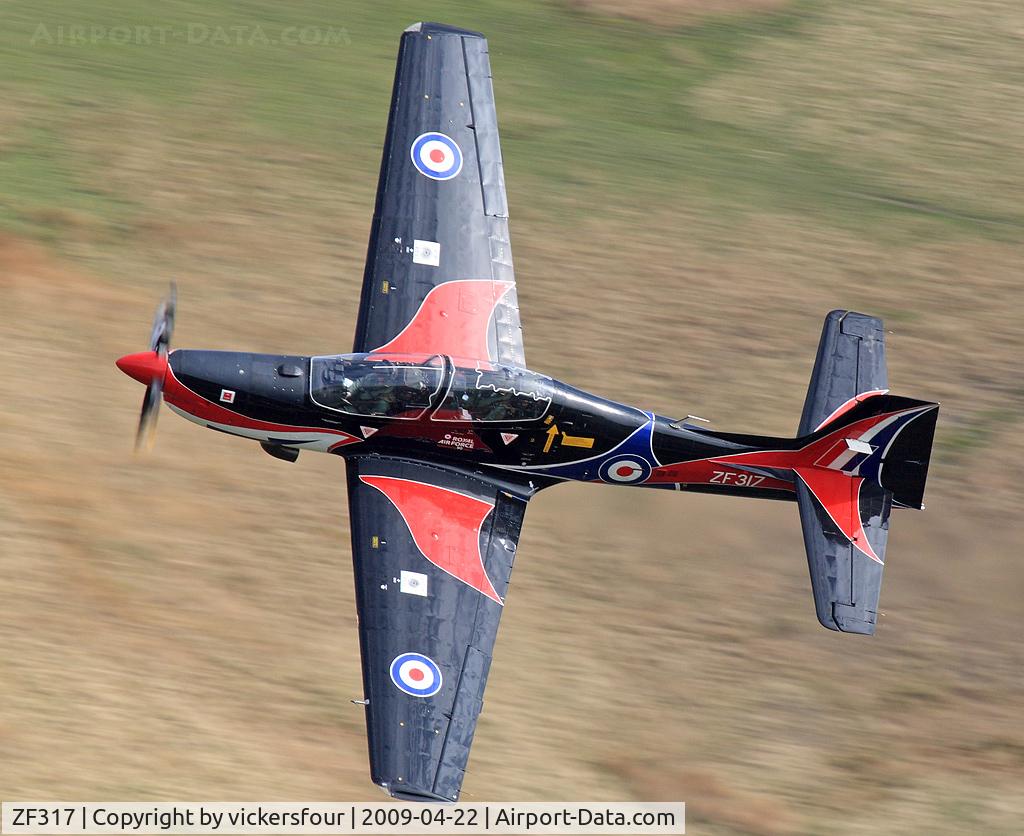 ZF317, Short S-312 Tucano T1 C/N S098/T69, Royal Air Force, operated by 1 FTS in the 2009 display season special scheme. Taken in the M6 Pass, Cumbria.