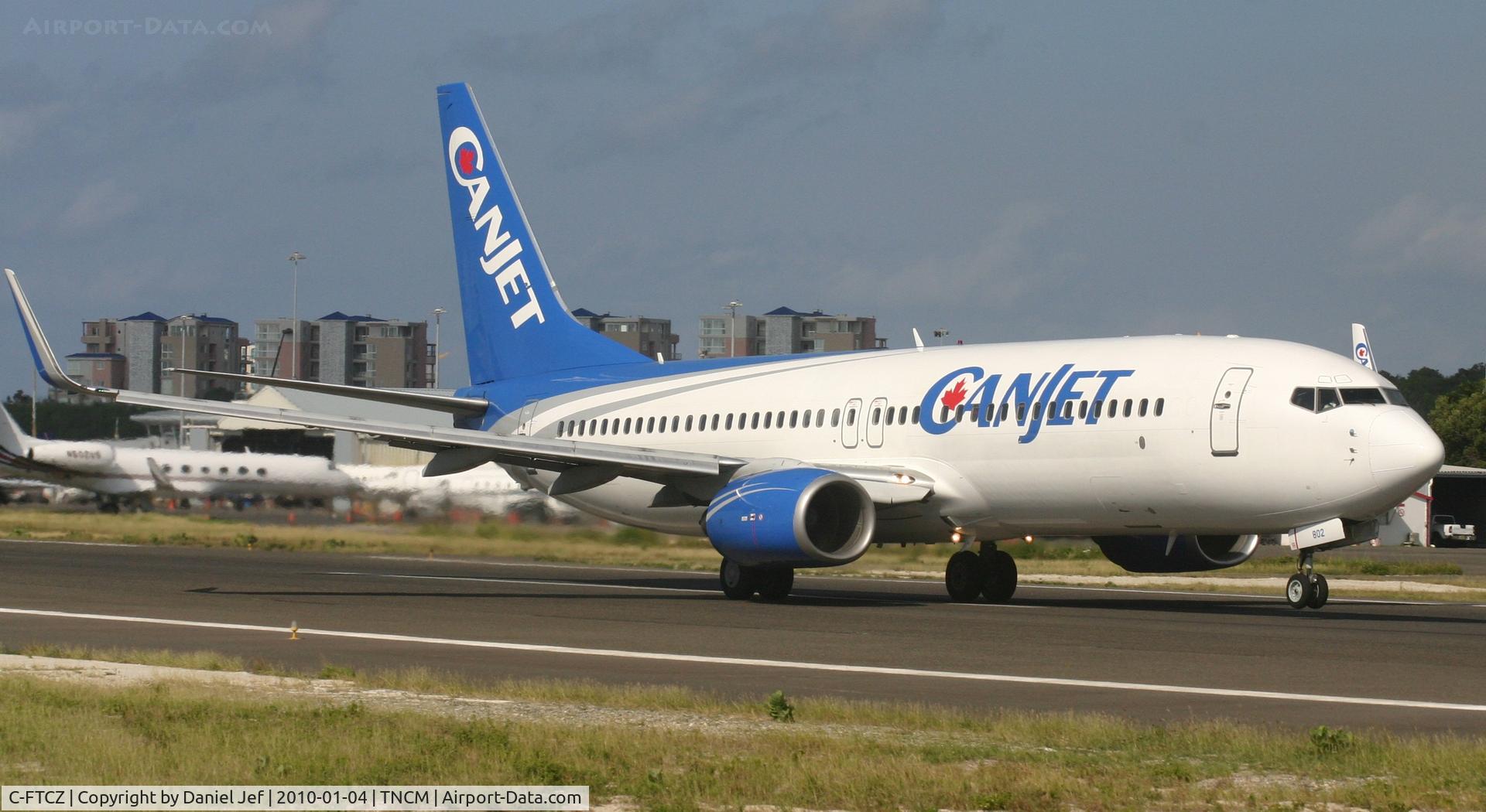 C-FTCZ, 2000 Boeing 737-8AS C/N 29923, Canjet C-FTCZ departing TNCM for CANADA