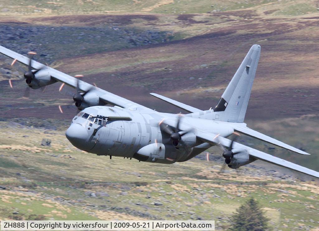 ZH888, 2000 Lockheed Martin C-130J Hercules C.5 C/N 382-5496, Royal Air Force Hercules C5 (c/n 5496) operated by LTW. Taken in the A5 Pass, North Wales.