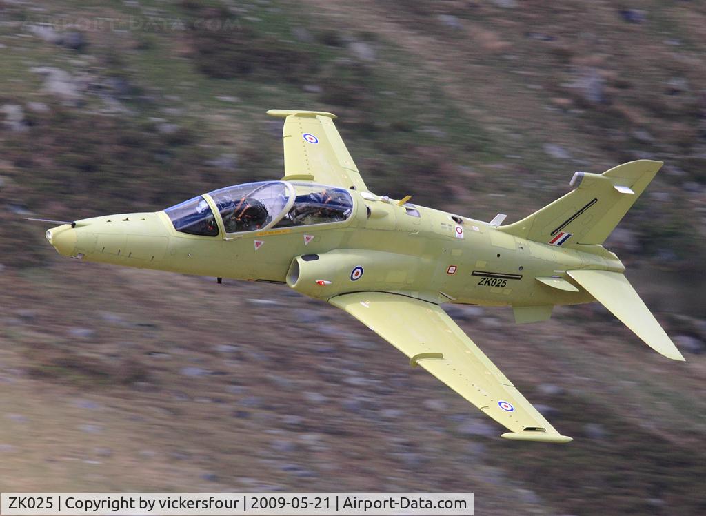 ZK025, 2009 British Aerospace Hawk T2 C/N RT016/1254, BAE Hawk T2 (c/n RT016) on a test flight out of Warton, still wearing primer. Taken in the A5 Pass, North Wales.