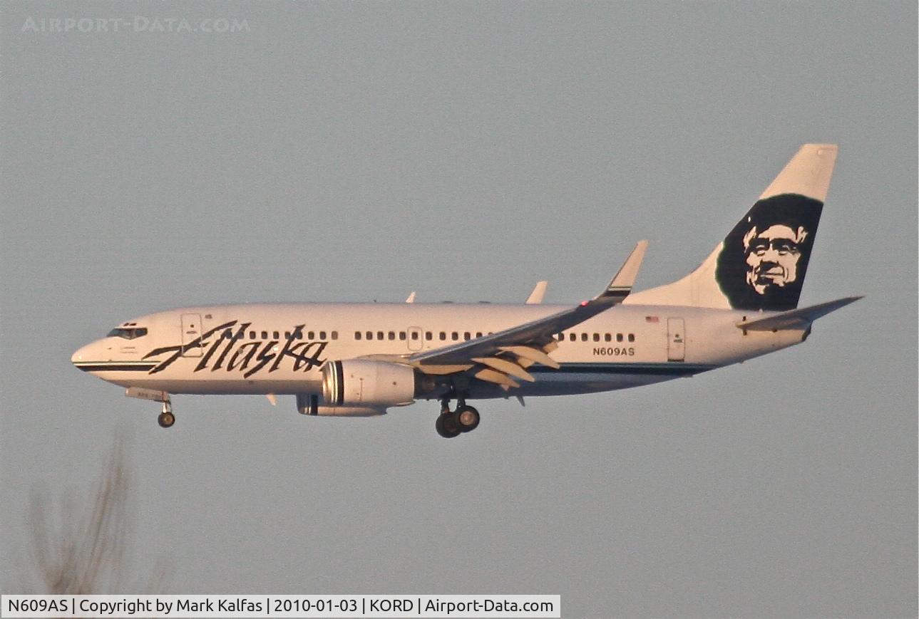 N609AS, 1999 Boeing 737-790 C/N 29752, Alaska Airlines Boeing 737-790, ASA686, arriving 27L KORD from KPDX.