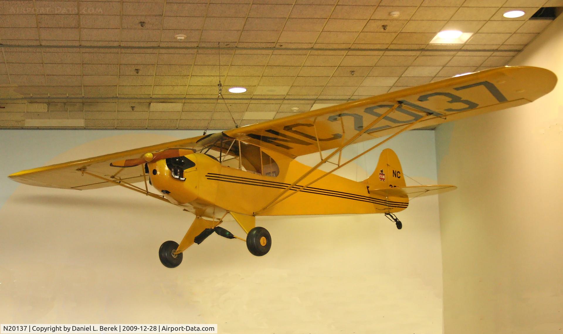 N20137, Piper J-2 C/N 1937, An early Cub on display at the Smithsonian National Air & Space Museum, Washington, DC.