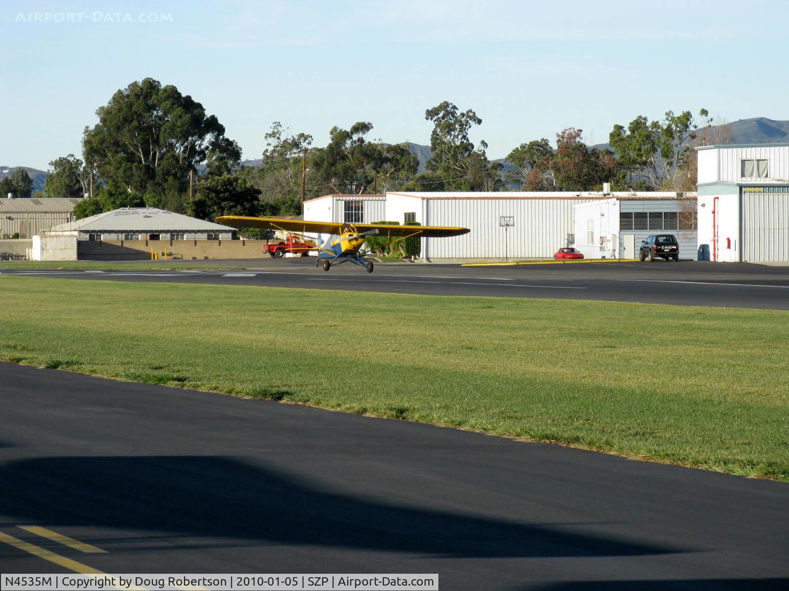 N4535M, 1947 Piper PA-11 Cub Special C/N 11-39, 1947 Piper PA-11-65 CUB SPECIAL, Continental A&C65 65 Hp, near touchdown Rwy 04