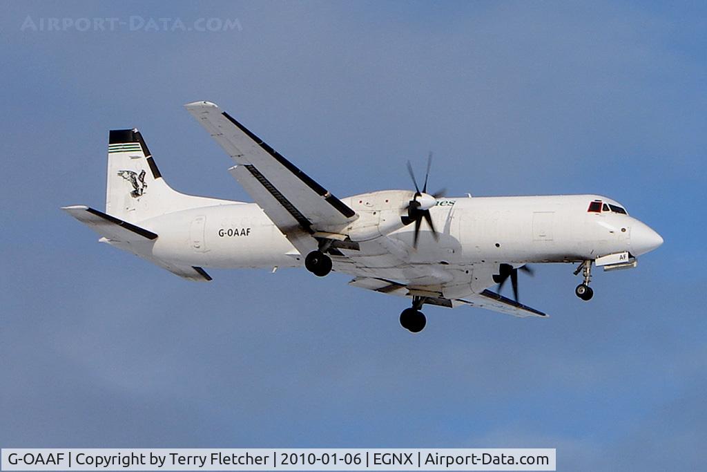G-OAAF, 1990 British Aerospace ATP C/N 2029, Air Atlantique's ATP about to land at East Midlands