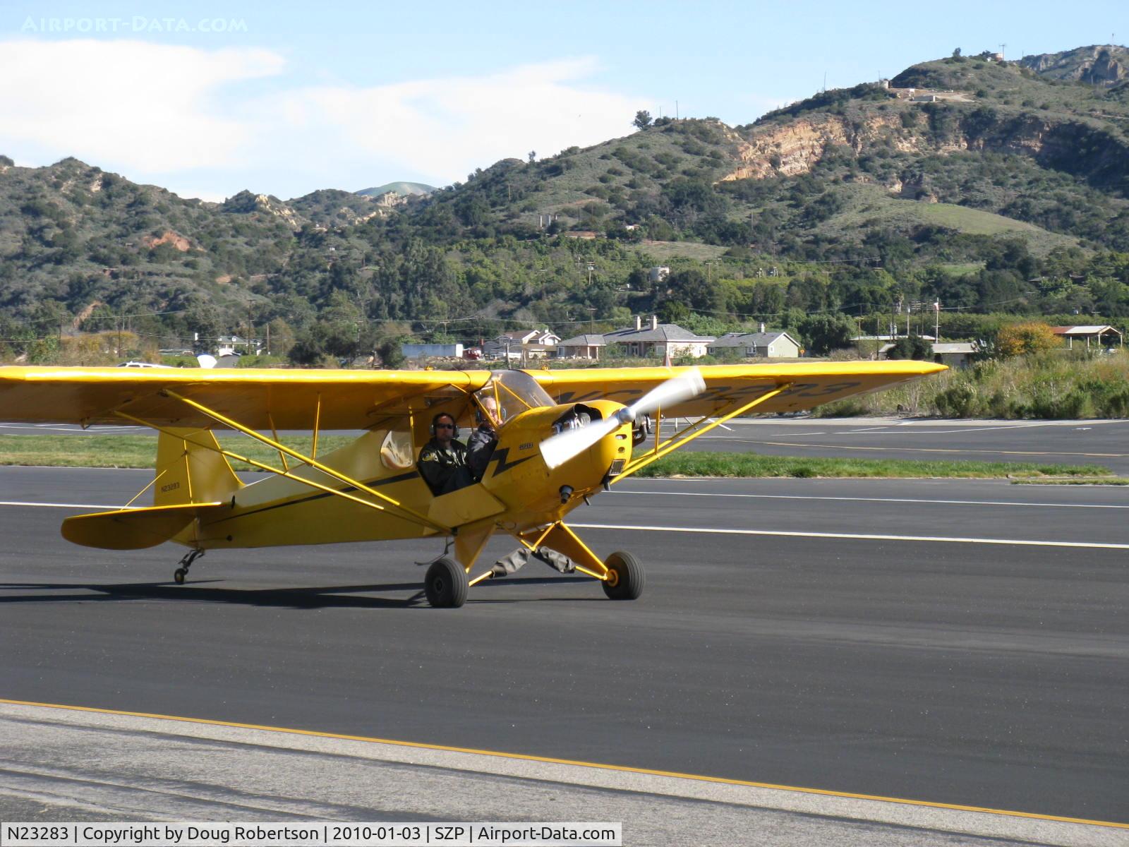 N23283, 1939 Piper J3C-65 Cub Cub C/N 3038, 1939 Piper J3C-65 CUB, Continental A&C65 65 Hp, taxi to Rwy 04