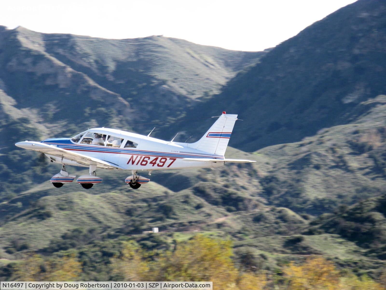 N16497, 1973 Piper PA-28-235 Cherokee Charger C/N 28-7310101, 1973 Piper PA-28-235 CHEROKEE CHARGER, Lycoming O-540-B4B5 235 Hp, takeoff climb Rwy 04