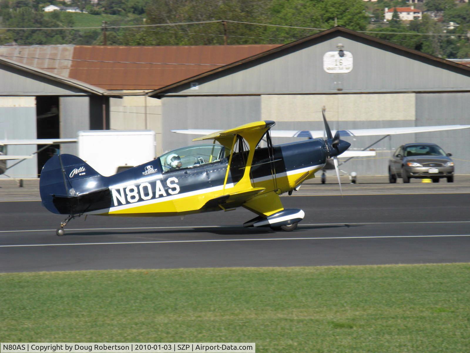 N80AS, 1992 Pitts S-2B Special C/N 5244, 1992 Pitts Aerobatics PITTS S-2B, Lycoming AEIO-540, landing roll Rwy 04