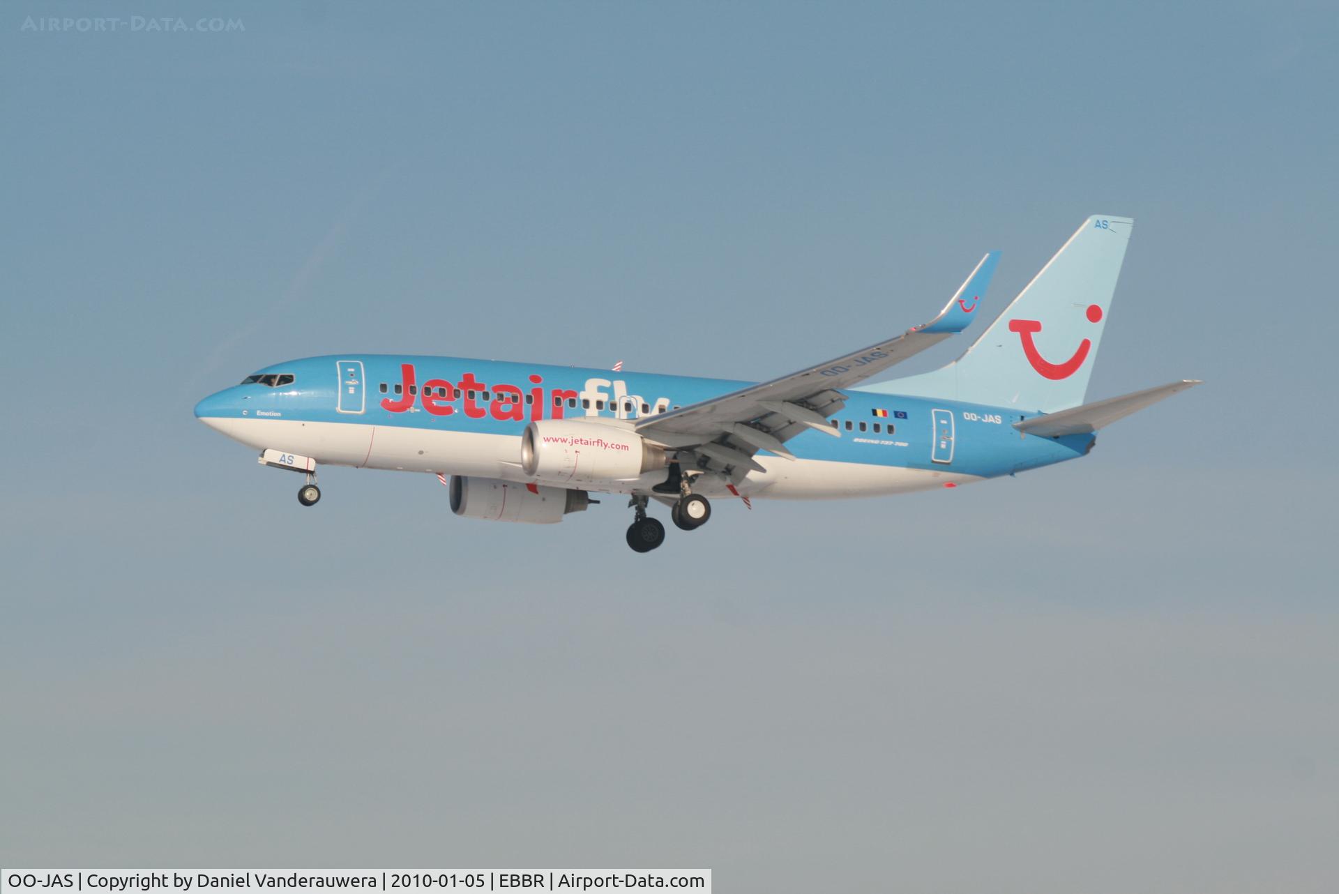 OO-JAS, 2008 Boeing 737-7K5 C/N 35144, Arrival of flight JAF2712 to RWY 25L
