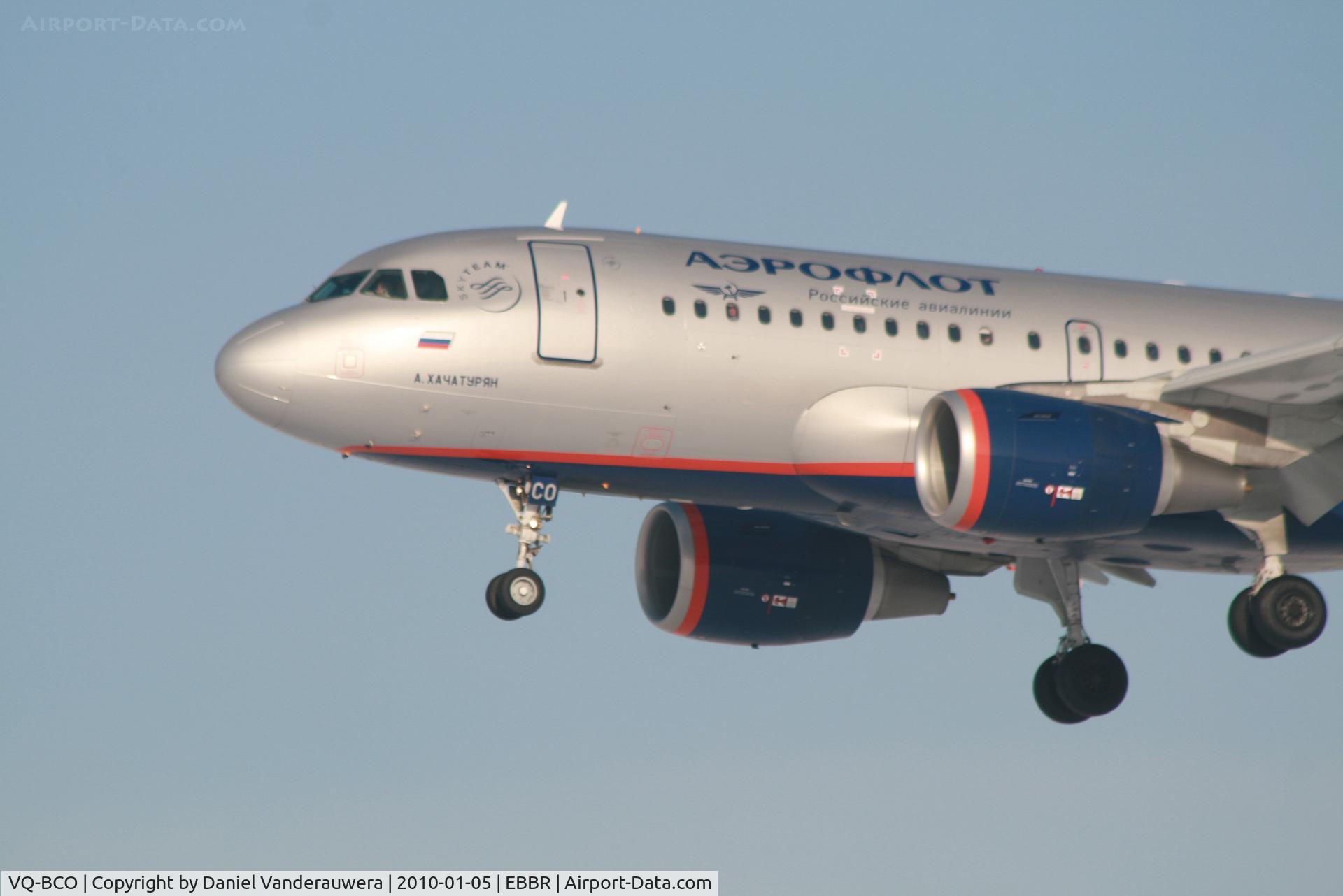 VQ-BCO, 2009 Airbus A319-111 C/N 3942, Arrival of flight SU235 to RWY 25L
