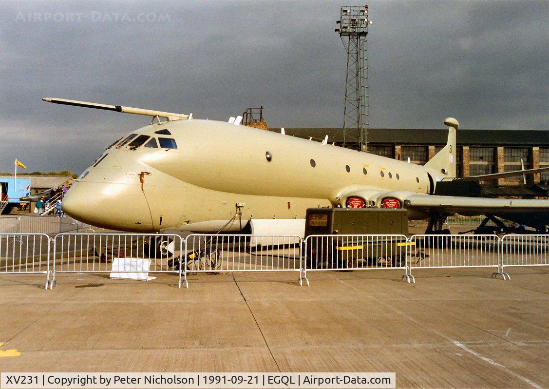 XV231, Hawker Siddeley Nimrod MR.2 C/N 8006, At the time this Nimrod was referred to as a MR.2P with 206 Squadron of the Kinloss Maritime Wing and on display at the 1991 Leuchars Airshow.