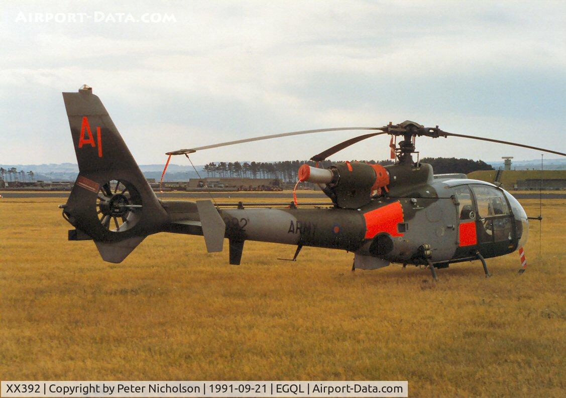 XX392, 1975 Westland SA-341B Gazelle AH1 C/N 1302, Gazelle AH.1 of 670 Squadron on display at the 1991 Leuchars Airshow.