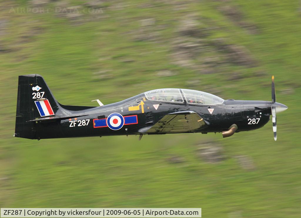 ZF287, 1991 Short S-312 Tucano T1 C/N S085/T58, Royal Air Force, operated by 72 (R) Squadron. Taken at Dunmail Raise, Cumbria.