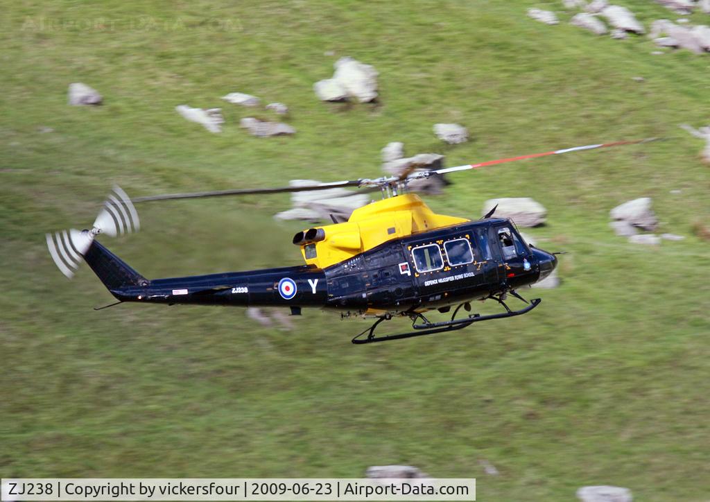 ZJ238, 1997 Bell 412EP Griffin HT1 C/N 36162, Royal Air Force. Operated by 60 (R) Squadron coded 'Y'. Taken in Kirkstone Pass, Cumbria.
