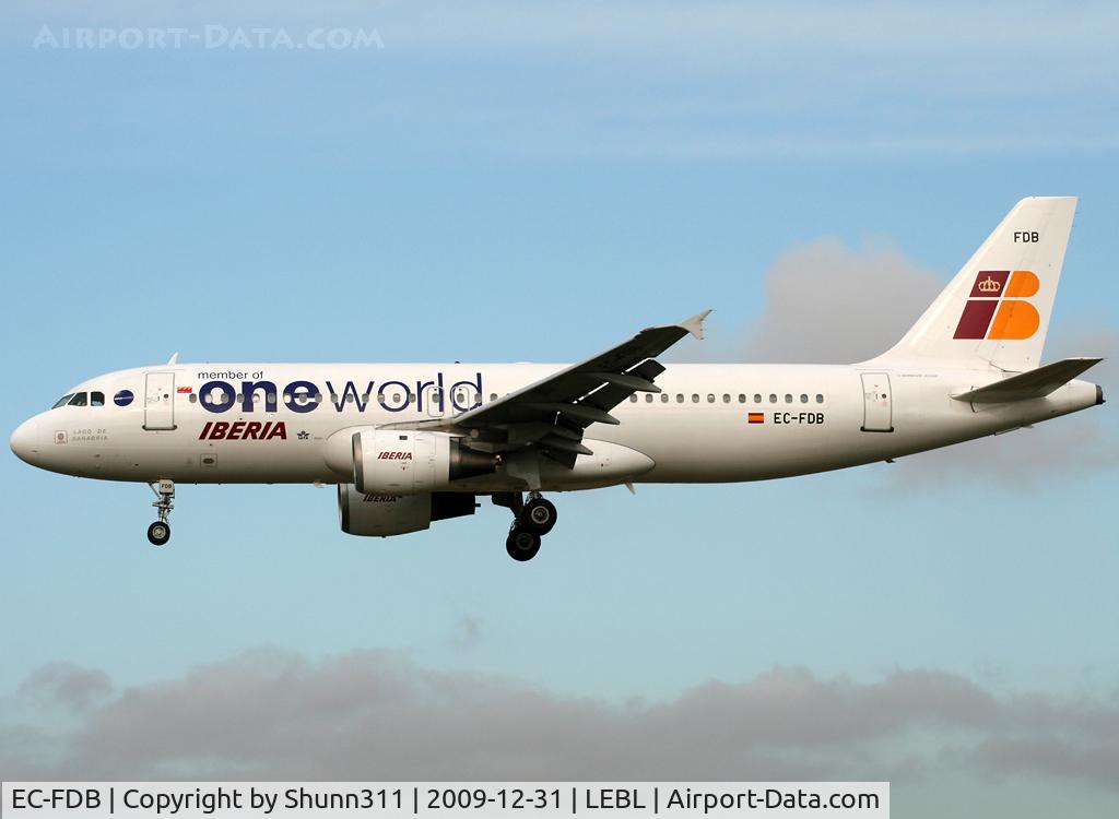 EC-FDB, 1991 Airbus A320-211 C/N 173, Landing rwy 25R in 'One World' c/s