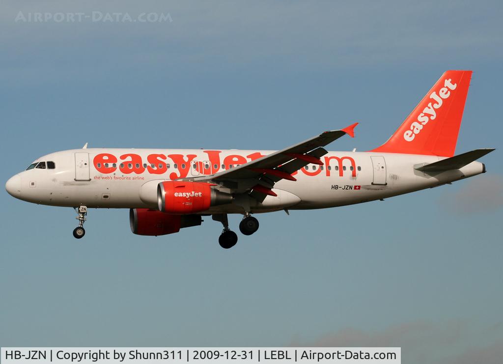 HB-JZN, 2005 Airbus A319-111 C/N 2387, Landing rwy 25R