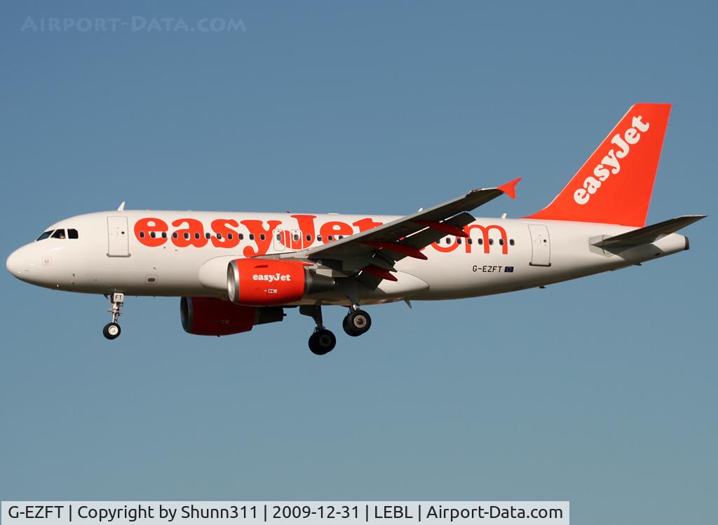 G-EZFT, 2009 Airbus A319-111 C/N 4132, Landing rwy 25R