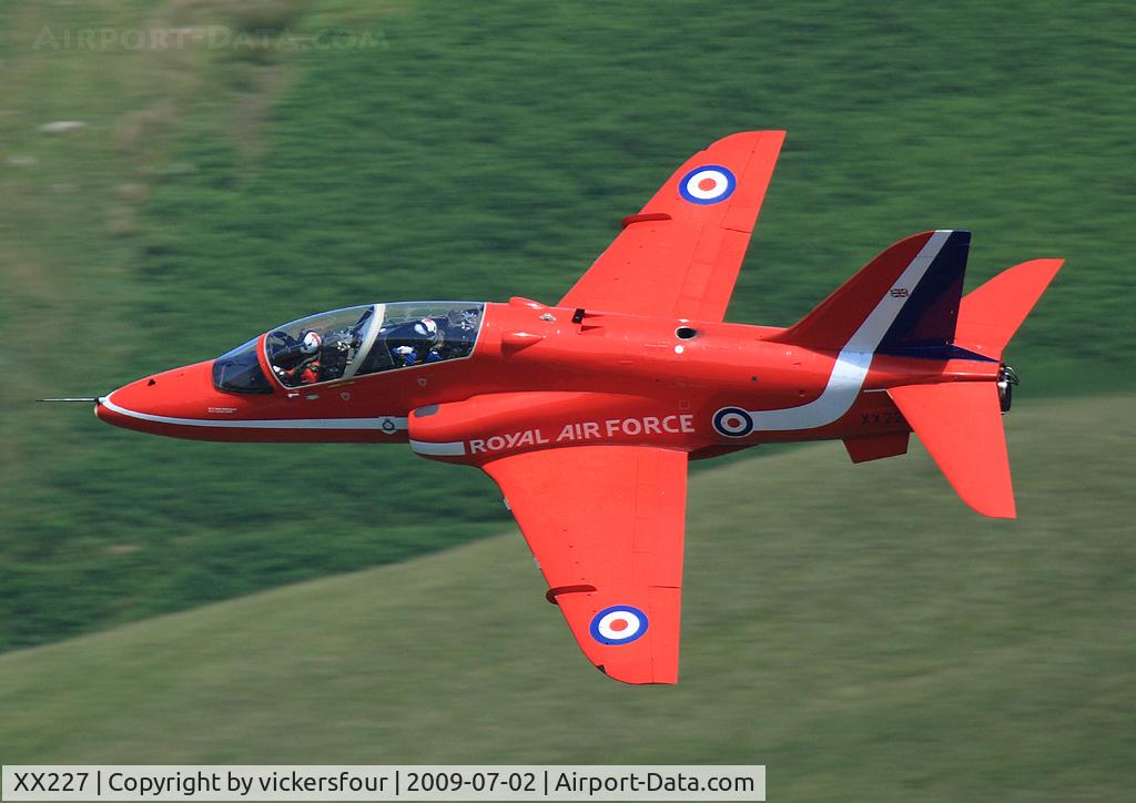 XX227, 1978 Hawker Siddeley Hawk T.1A C/N 063/312063, Royal Air Force 'Red Arrows' transitting the M6 Pass, Cumbria.