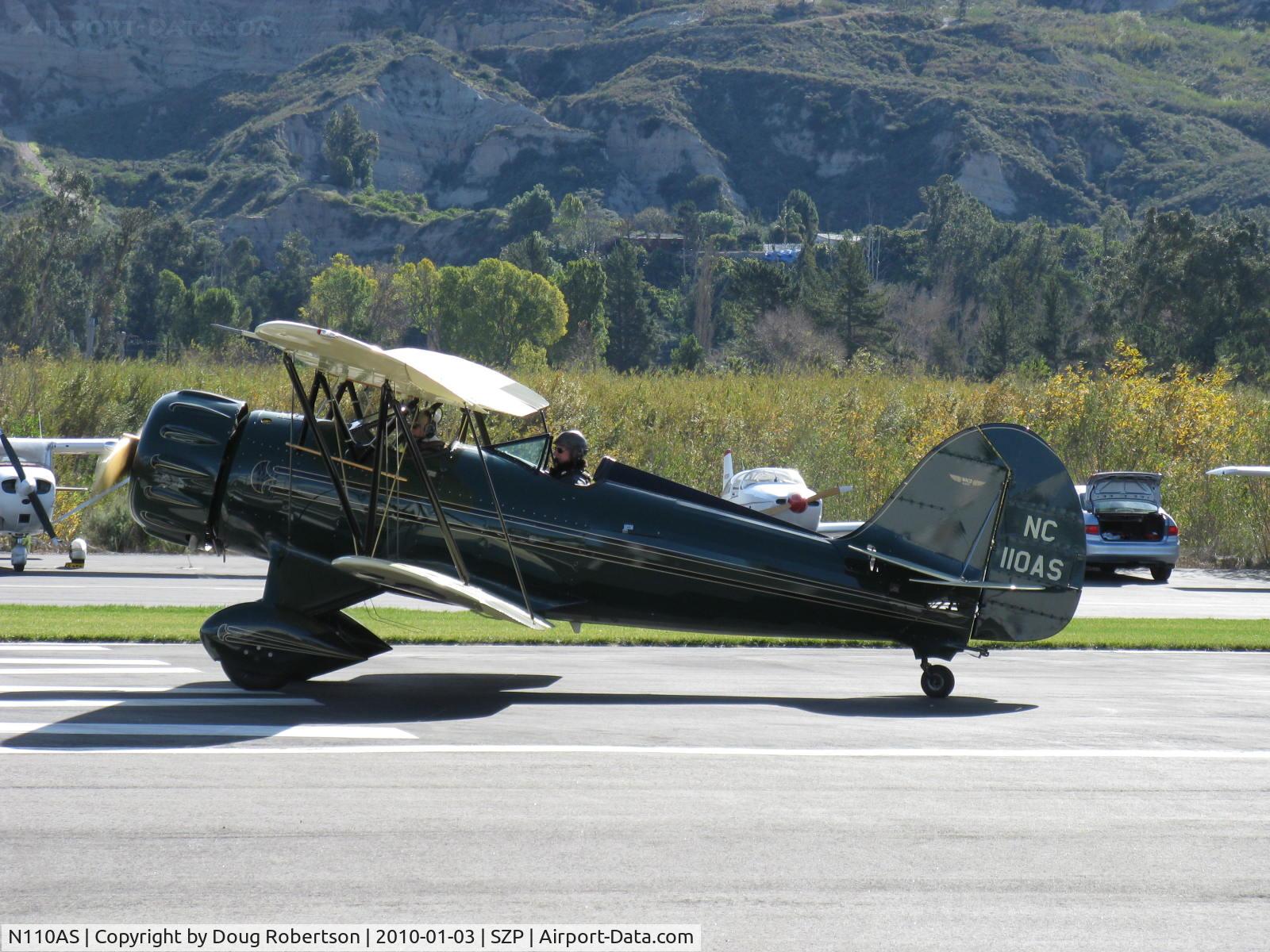 N110AS, 2005 Waco YMF-F5C C/N F5C110, 2005 Waco Classic YMF-F5C, Jacobs R755B 275 Hp radial, takeoff roll Rwy 04