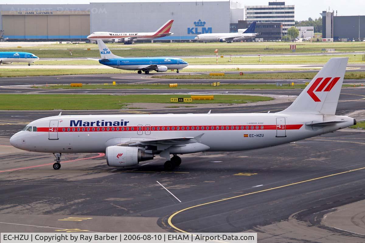 EC-HZU, 2001 Airbus A320-214 C/N 1578, Airbus A320-214 [1578] Martinair Schiphol~PH 10/08/2006. Seen taxiing in.
