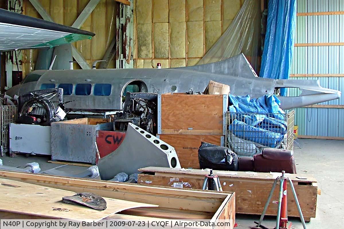 N40P, 1952 De Havilland DH-104 Dove 6BA C/N 04361, De Havilland DH.104 Dove 6BA [04361] Red Deer~C 23/07/2009. Seen stored bare metal undergoing restoration Red Deer Regional Canada.