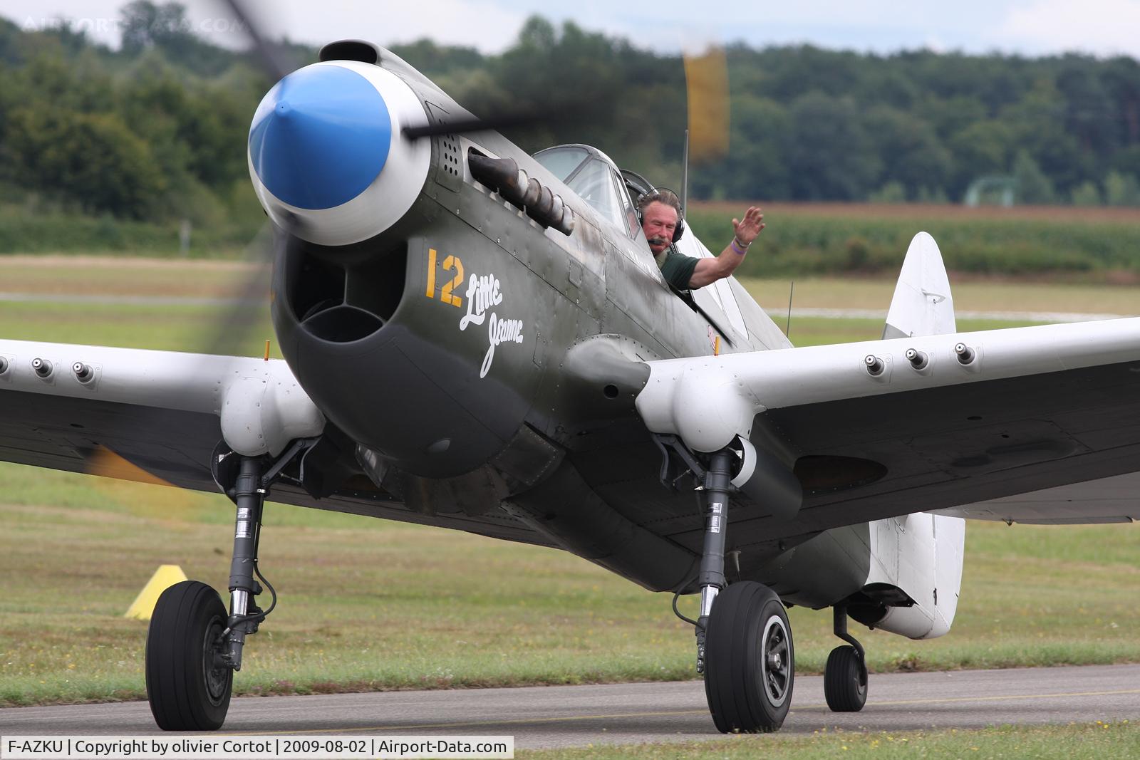 F-AZKU, 1942 Curtiss P-40N Warhawk C/N 29677, An allison engine makes wind ! Mulhouse airshow 2009