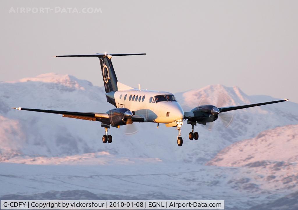 G-CDFY, 2000 Beech 200 Super King Air C/N BB-1715, BAE Systems. Wintry sunset approach into Walney RW17.