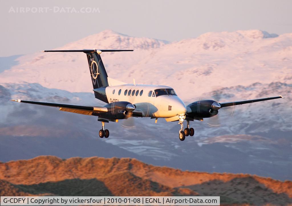 G-CDFY, 2000 Beech 200 Super King Air C/N BB-1715, BAE Systems. Wintry sunset approach into Walney RW17.