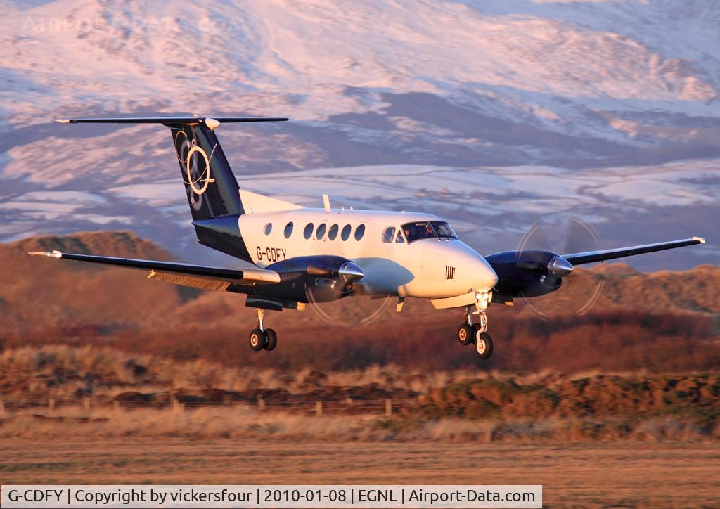 G-CDFY, 2000 Beech 200 Super King Air C/N BB-1715, BAE Systems. Wintry sunset approach into Walney RW17.