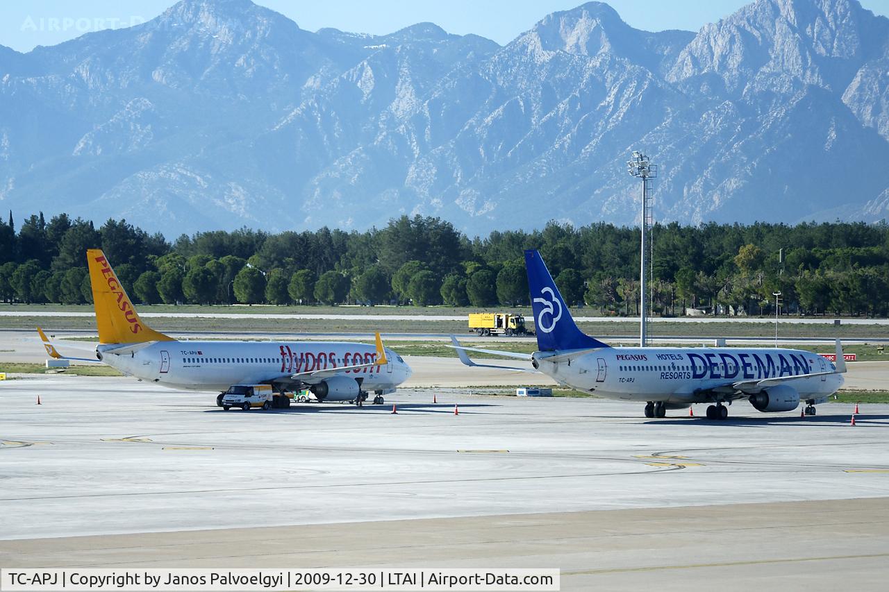 TC-APJ, 2002 Boeing 737-86N C/N 32735, Pegasus Airlines Boeing B737-86N (TC-APJ)& B737-8S3 (TC-APH) on AYT apron