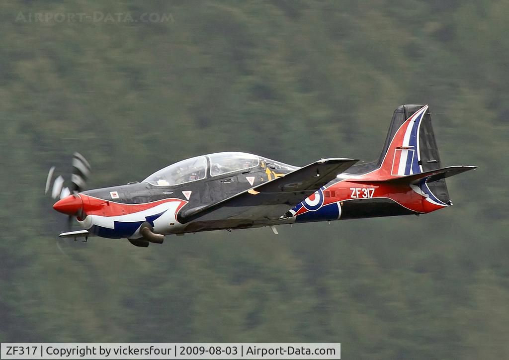 ZF317, Short S-312 Tucano T1 C/N S098/T69, Royal Air Force. Operated by 1 FTS, painted in the 2009 display aircraft scheme. Thirlmere, Cumbria.