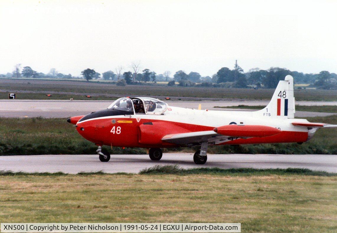 XN500, 1959 Hunting P-84 Jet Provost T.3A C/N PAC/W/10161, Jet Provost T.3A of 1 Flying Training School at Linton-on-Ouse in May 1991.