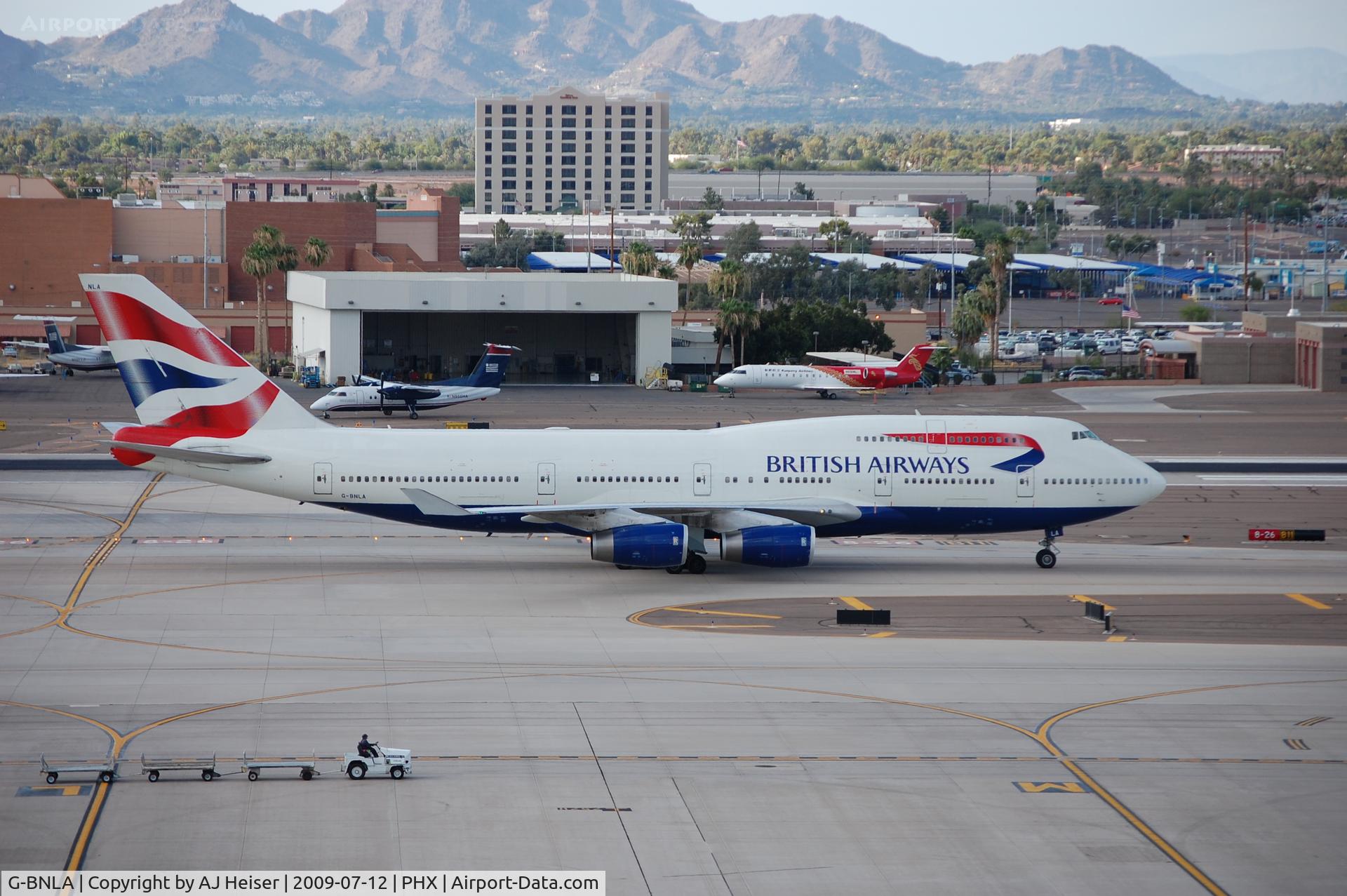 G-BNLA, 1989 Boeing 747-436 C/N 23908, G-BNLA taxiing down Bravo to the gate