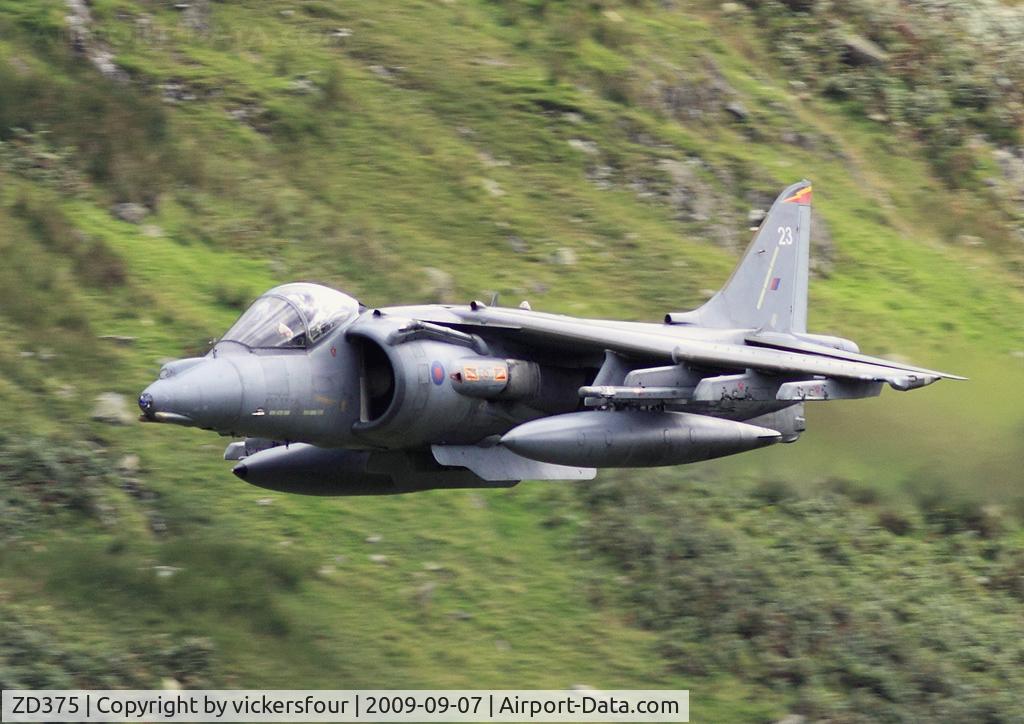 ZD375, 1988 British Aerospace Harrier GR.7 C/N P23, Royal Air Force Harrier GR9. Operated by 4 Squadron, coded '23'. Dunmail Raise, Cumbria.