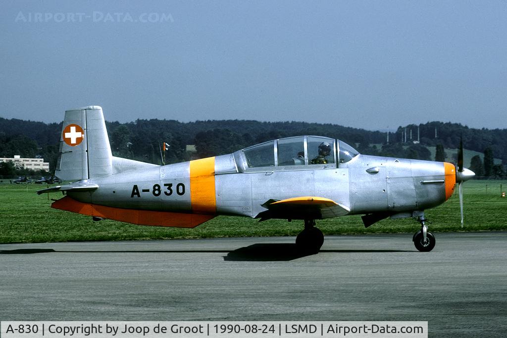 A-830, Pilatus P3-05 C/N 468-17, During the 1990 AMEF many small prop aircraft were active. These P-3 trainers were about to be phased out.
