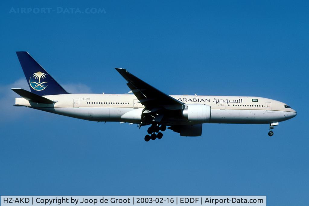 HZ-AKD, 1997 Boeing 777-268/ER C/N 28347, arrival at Frankfurt
