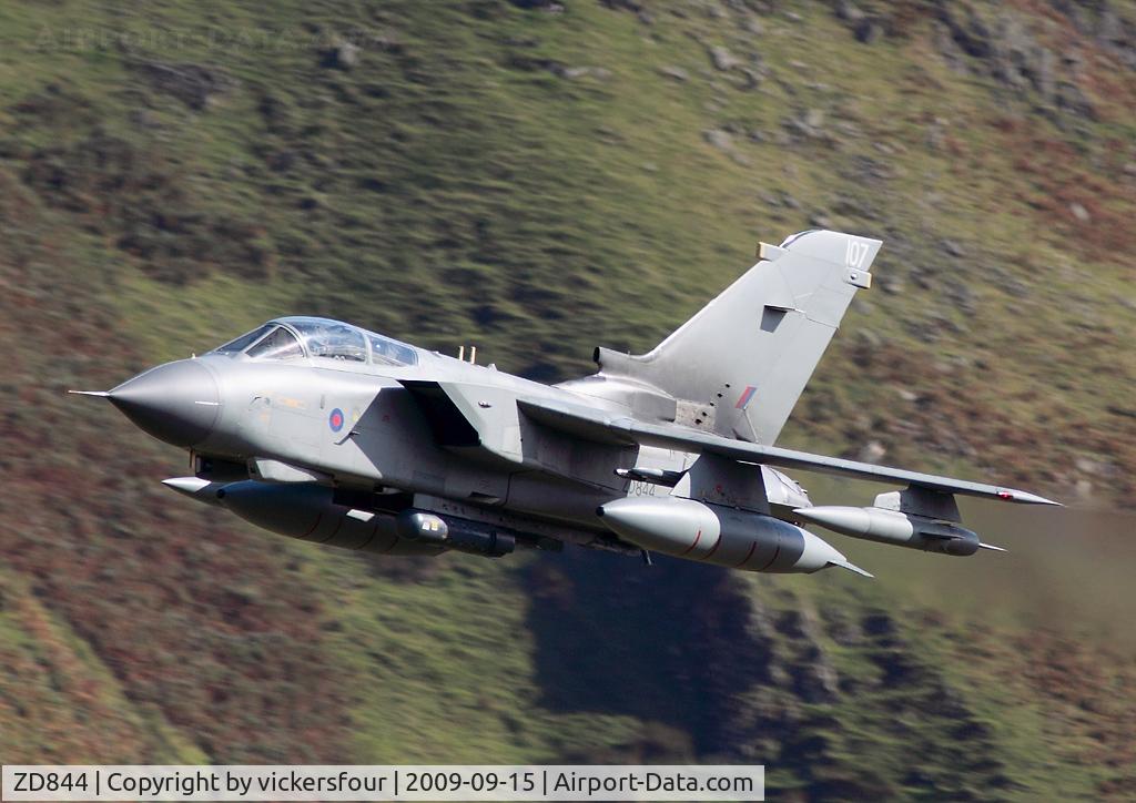 ZD844, 1985 Panavia Tornado GR.4 C/N 429/BS142/3196, Royal Air Force. Operated by the Marham Wing, coded '107'. Dunmail Raise, Cumbria.