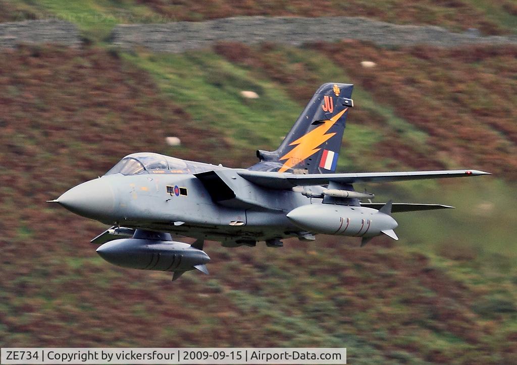 ZE734, 1988 Panavia Tornado F.3 C/N 664/AS050/3298, Royal Air Force. Operated by 111 Squadron, coded 'JU' and wearing a special scheme. Dunmail Raise, Cumbria.