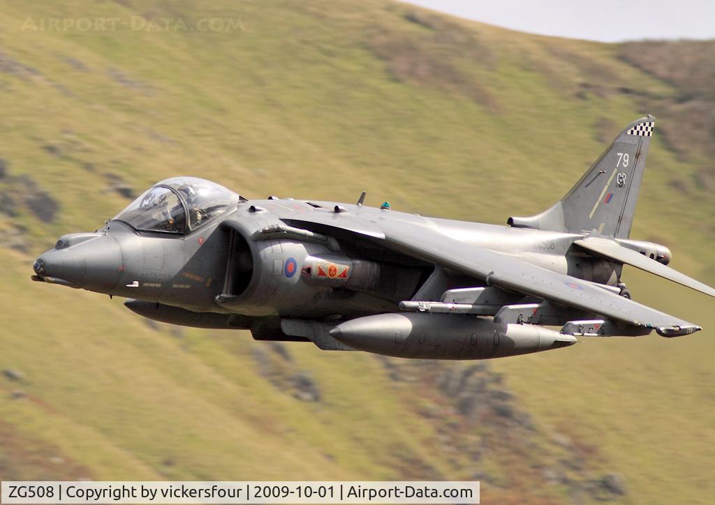 ZG508, 1991 British Aerospace Harrier GR.9 C/N P79, Royal Navy Harrier GR9 (c/n P79). Operated by the Naval Strike Wing, coded '79'. Dunmail Raise, Cumbria.