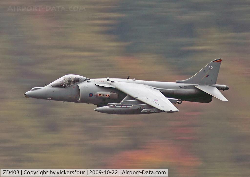 ZD403, British Aerospace Harrier GR.7 C/N P32, Royal Air Force Harrier GR9. Operated by 4 Squadron, coded '32'. Thirlmere, Cumbria.
