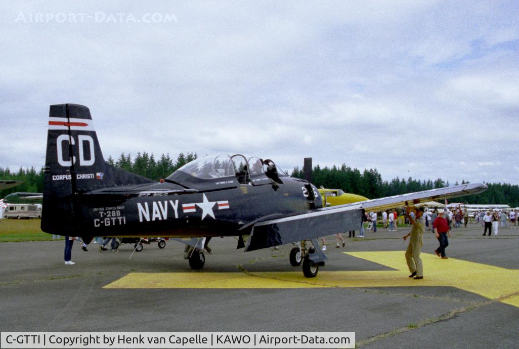 C-GTTI, 1954 North American T-28B Trojan C/N 219-3, Canadian T-28B at Arlington airfirld, WA, USA. Summer 1997.