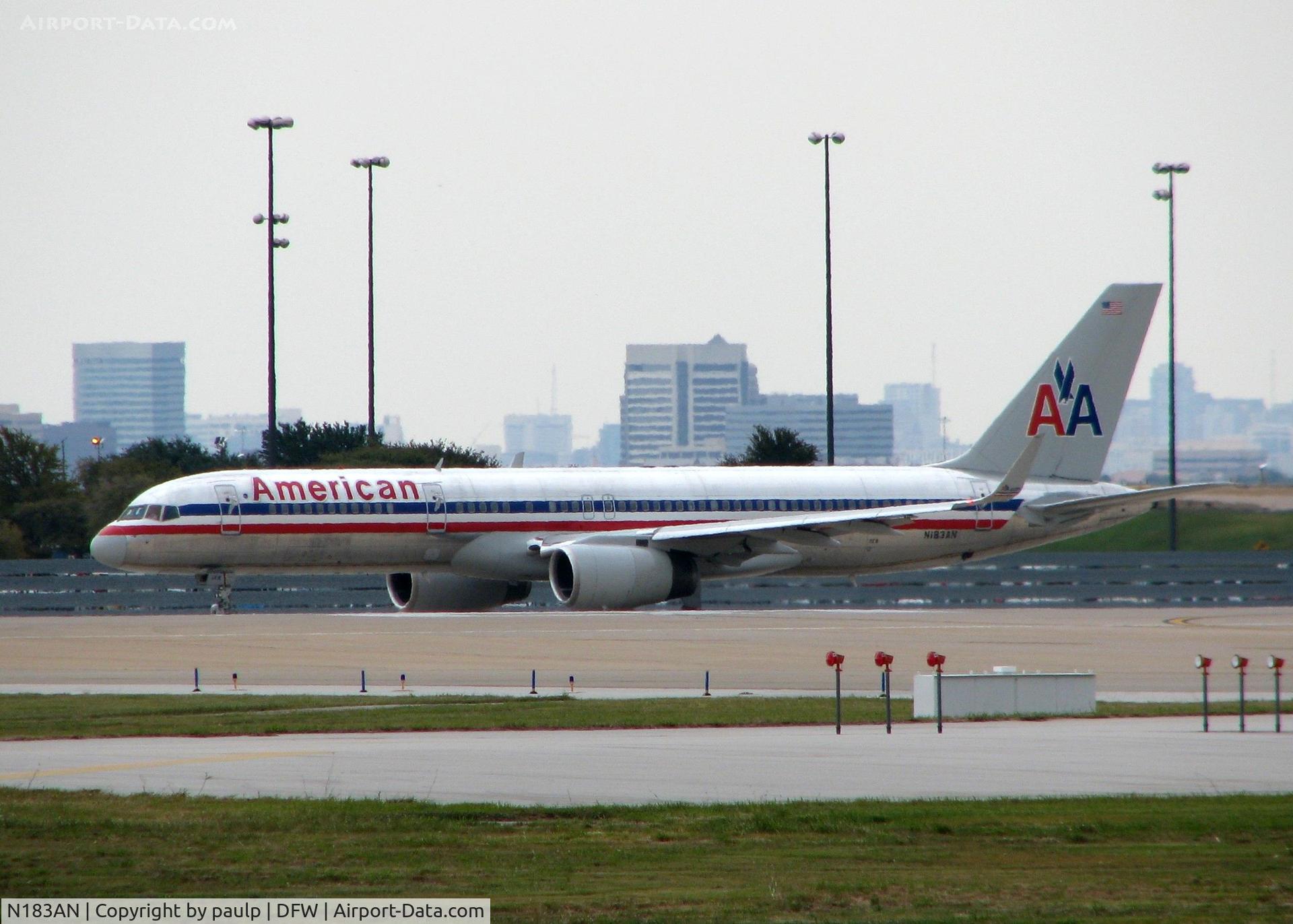 N183AN, 1999 Boeing 757-223 C/N 29593, Taxiing to the active at DFW.