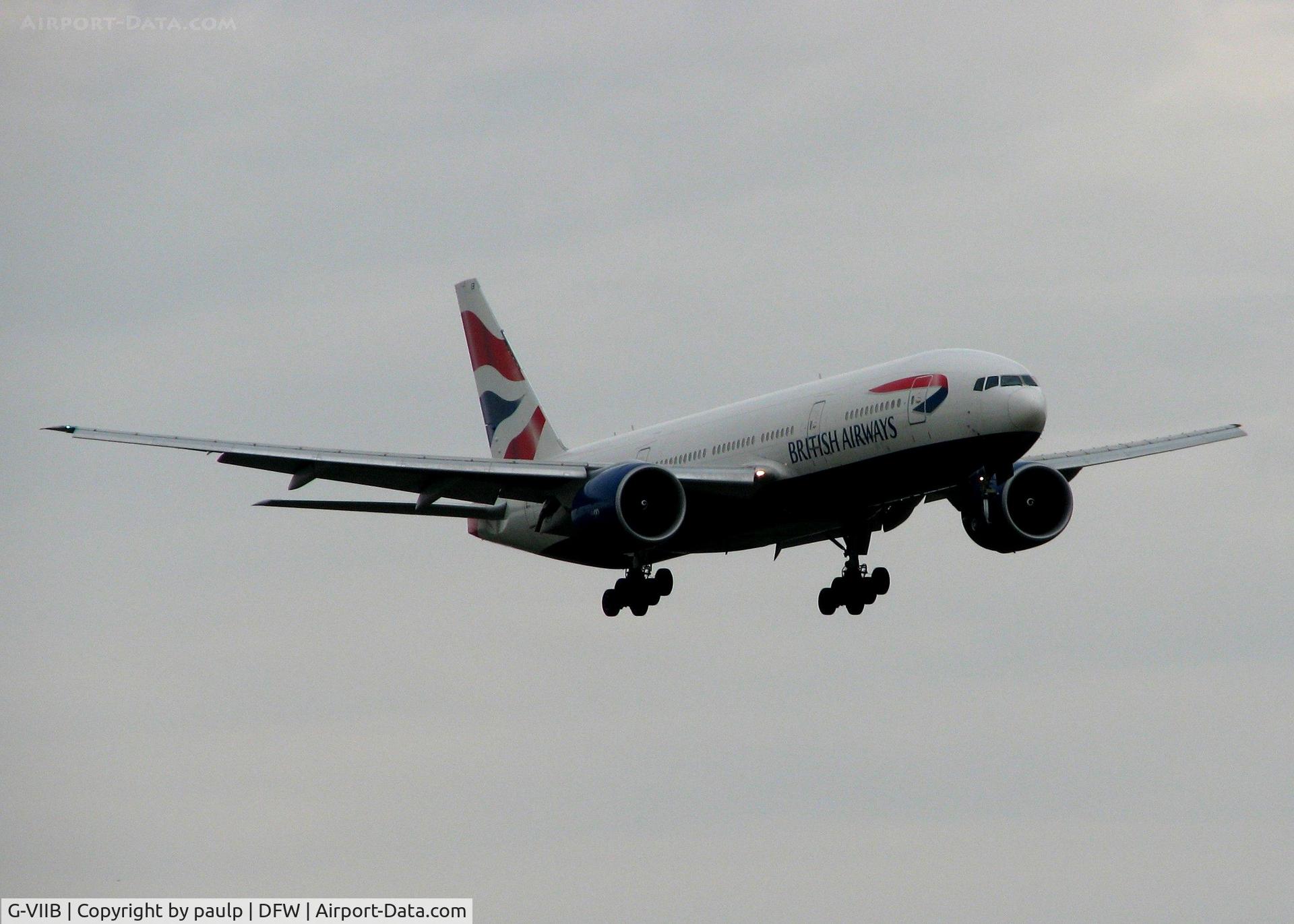 G-VIIB, 1997 Boeing 777-236 C/N 27484, Landing at DFW.