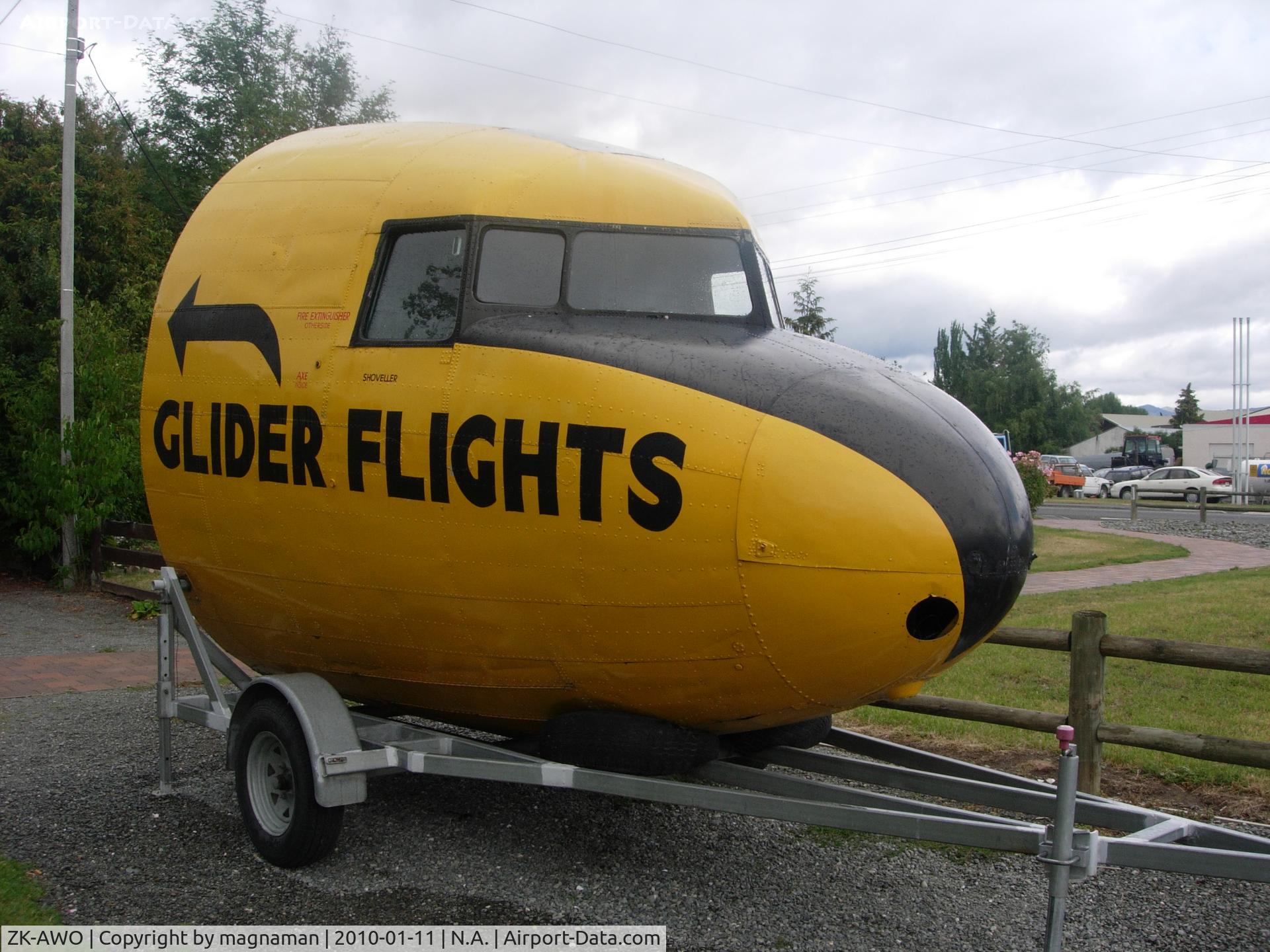 ZK-AWO, 1945 Douglas DC-3 (C-47B-35-DK) C/N 33480, Nose only at Omarama (near Twizel NZ)