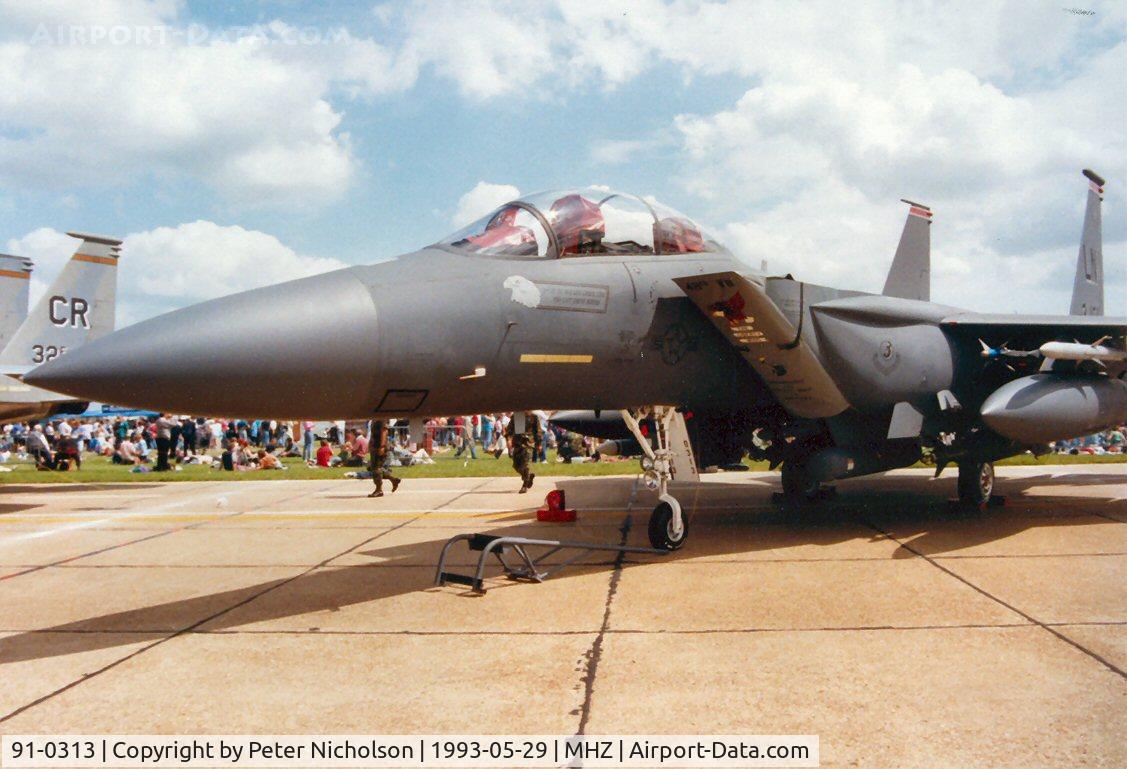 91-0313, 1991 McDonnell Douglas F-15E Strike Eagle C/N 1220/E178, Another view of the 48th Fighter Wing's F-15E on display at the 1993 Mildenhall Air Fete.