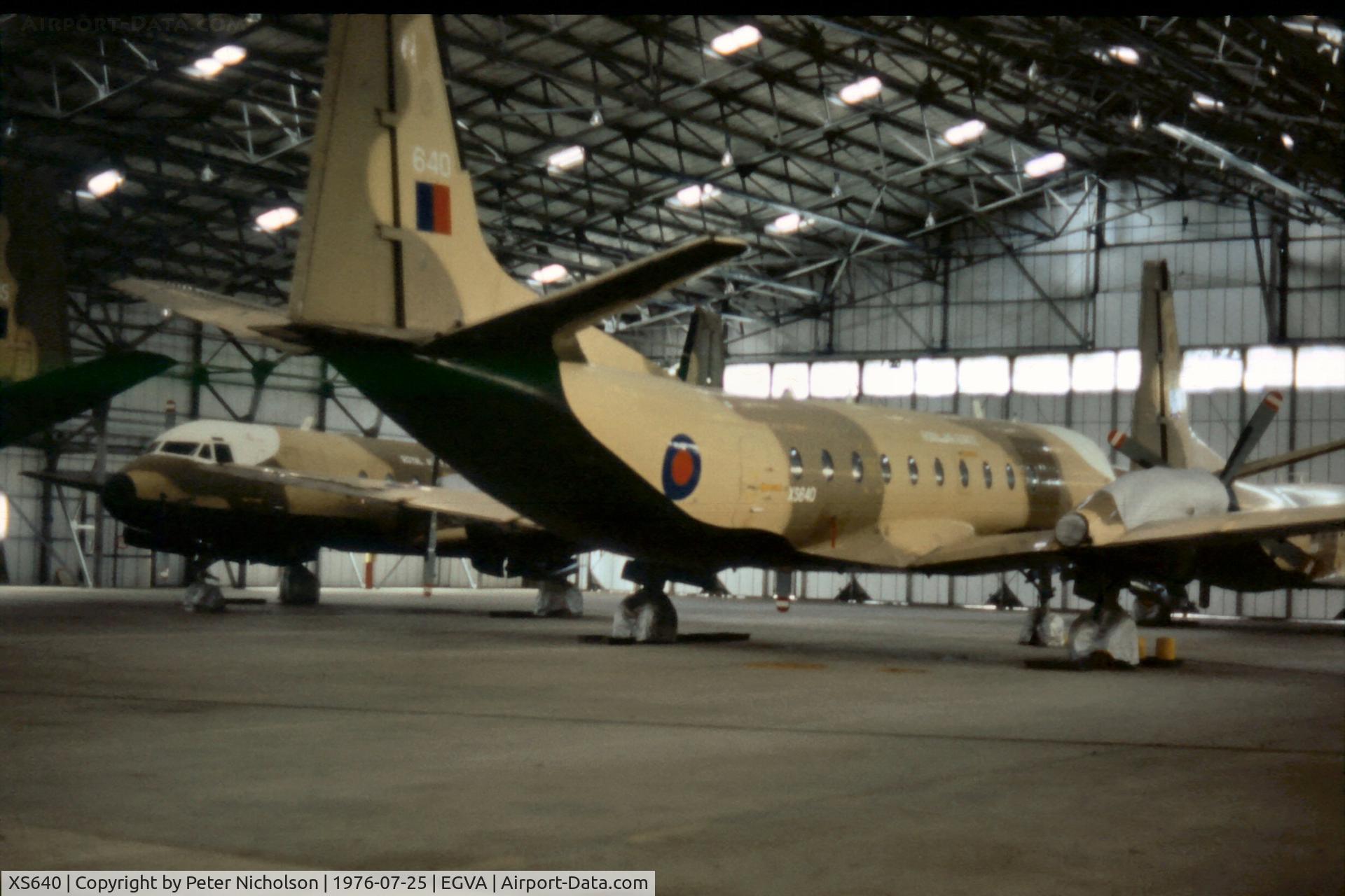 XS640, 1967 Hawker Siddeley HS-780 Andover C1 C/N Set 24, Andover C.1 hangered at Fairford in the Summer of 1976.
