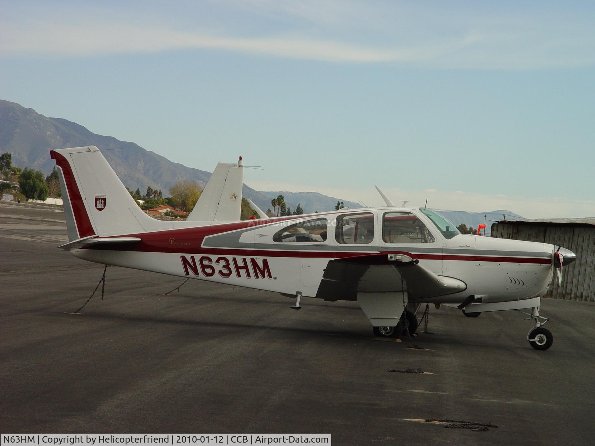 N63HM, 1965 Beech 35-C33 Debonair C/N CD-950, Parked at Cable transient parking