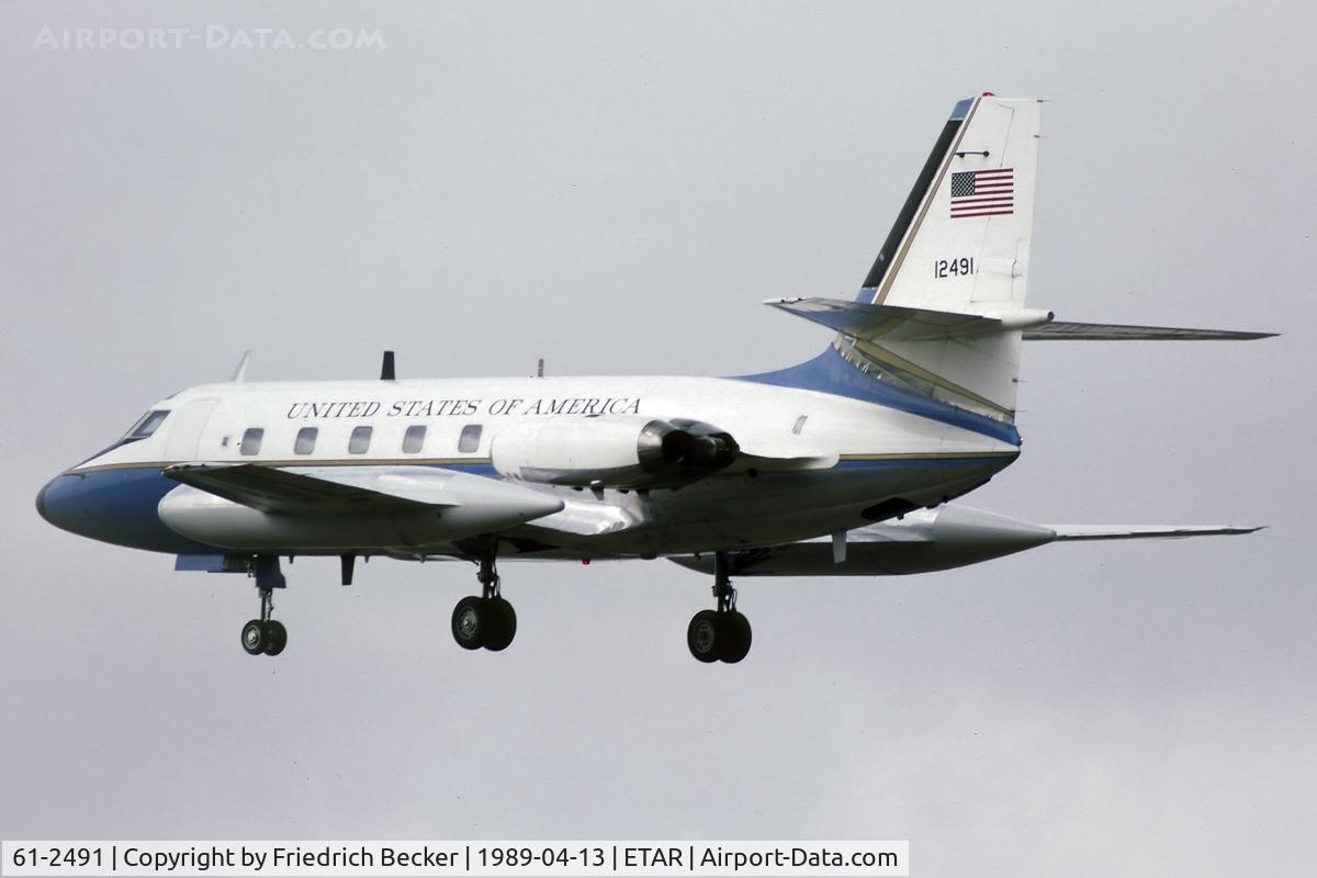 61-2491, 1961 Lockheed VC-140B-LM Jetstar C/N 1329-5027, short final at Ramstein AB