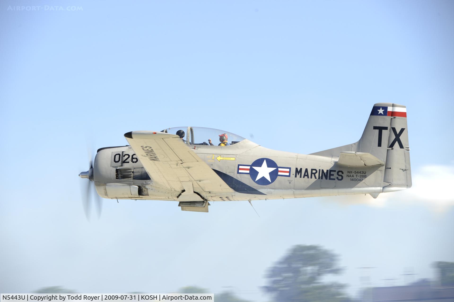 N5443U, North American T-28B Trojan C/N 219-46, EAA AIRVENTURE 2009