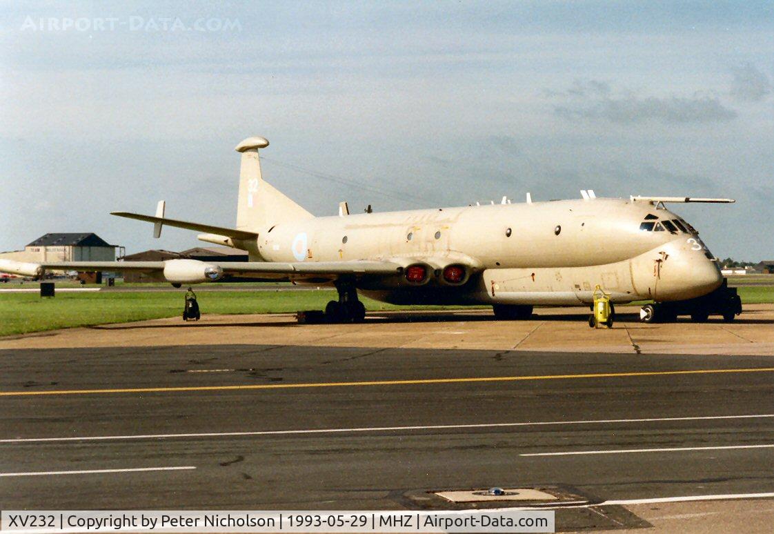 XV232, Hawker Siddeley Nimrod MR.2 C/N 8007, Nimrod MR.2 of 201 Squadron on display at the 1993 Mildenhall Air Fete.